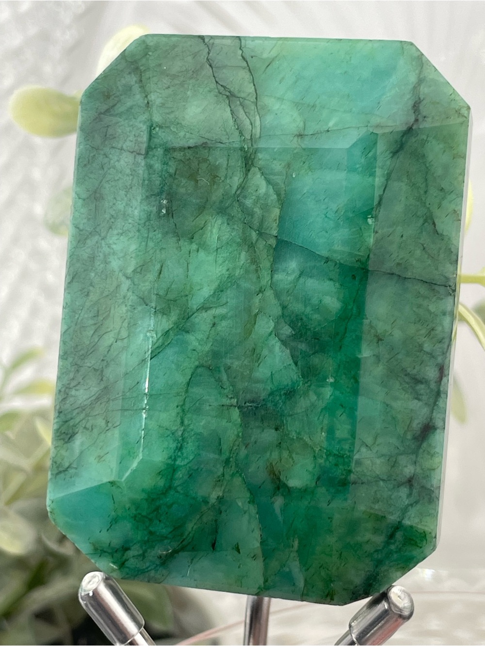 724 Carat Emerald Stone. Brazilian Emerald Rock stone crystalline Emerald cut